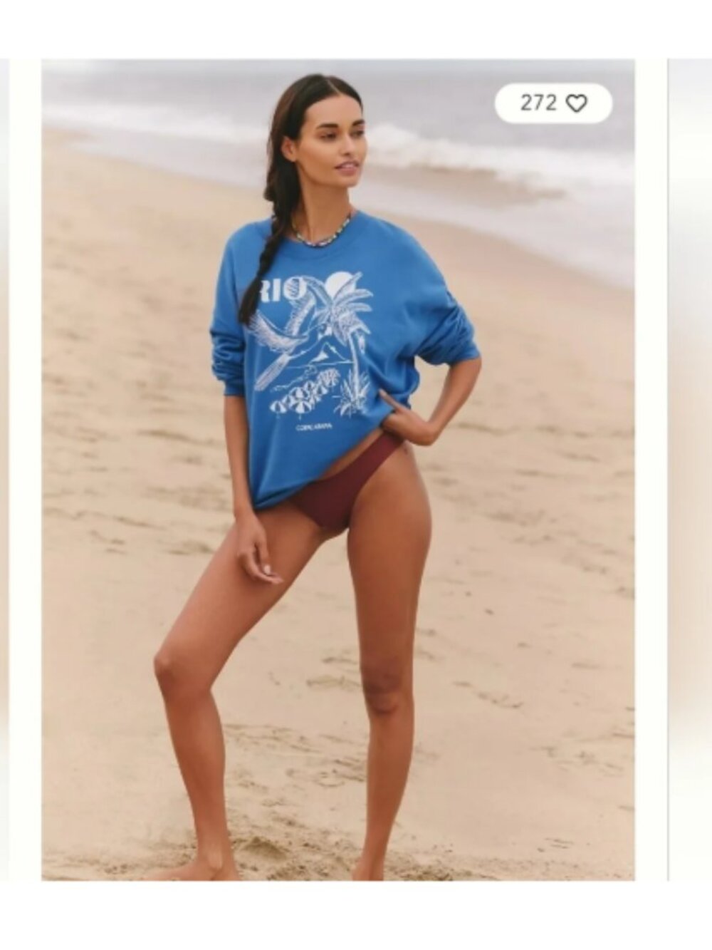 FARM Rio Graphic Long Sweatshirt size Small